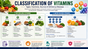 Classification of Vitamins: Types, Functions, Sources, Deficiency Diseases, and Pharmaceutical Importance